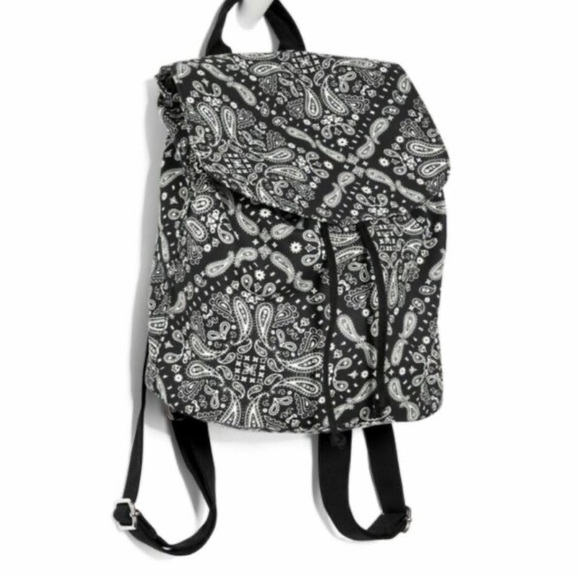 VS PINK Mini B&W Paisley/Bandana Print Drawstring Backpack - Picture 1 of 8